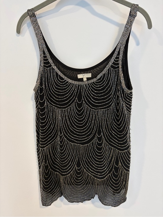 Joie Tops - Joie Black Beaded Scoop Neck Camisole